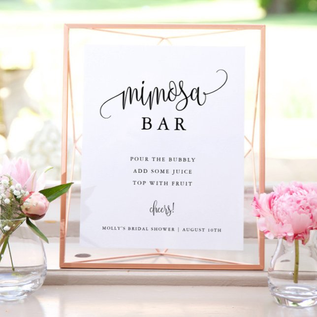 Mimosa Bar Minimalistisk Kalligrafi Svart och Vitt Poster (Skapare uppladdad)