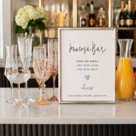 Mimosa Bar Minimalistisk Svart och Vit Dusch Poster