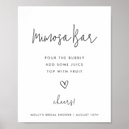 Mimosa Bar Minimalistisk Svart och Vit Dusch Poster