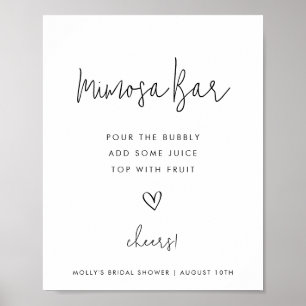 Mimosa Bar Minimalistisk Svart och Vit Dusch Poster