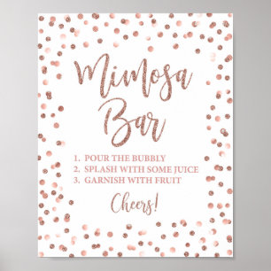 Mimosa Bar Party Skylt Rosa Guld Glitter Konfetti