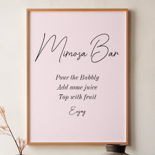 Mimosa Bar Rosa Bröllopsdusch Poster