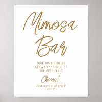 Mimosa Bar Skål Modern Handskriven Guldskrift
