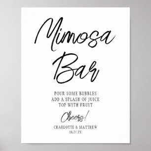 Mimosa Bar Skål Modern Handskriven Svart Skrift Poster