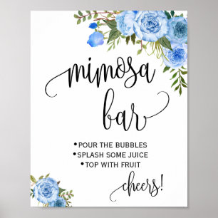 Mimosa Bar skylt Bröllopsfest Blå Blommig