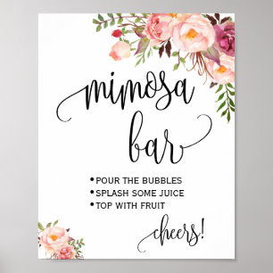 Mimosa bar skylt bröllopsfest rosa blommig