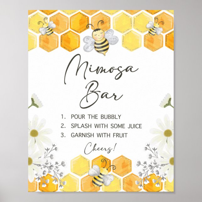 Mimosa Bar skylt Gul Honungsbi Duschskylt (Framsidan)