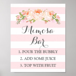 Mimosa Bar skylt Rosa blommor Ränder