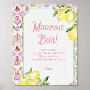 Mimosa Bar skylt Rosa Gul Citron Bröllopsfest