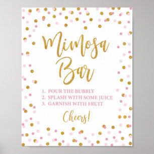 Mimosa Bar skylt rosa & guld glitterkonfetti