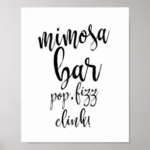 Mimosa Bar Svart och Vitt 8x10 Bröllopsskylt Poster