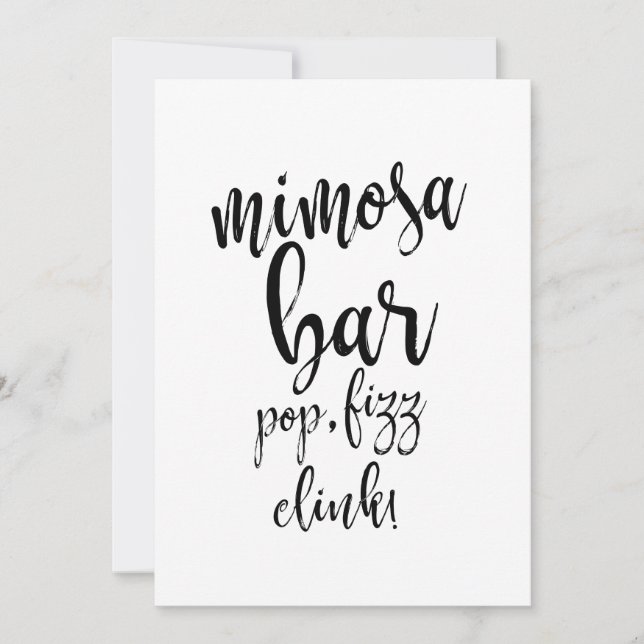 Mimosa Bar Svart och Vitt Prisvärt Bröllopsskylt (Framsida)