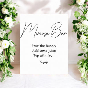Mimosa Bar Svart Vit Bröllopsskylt Poster