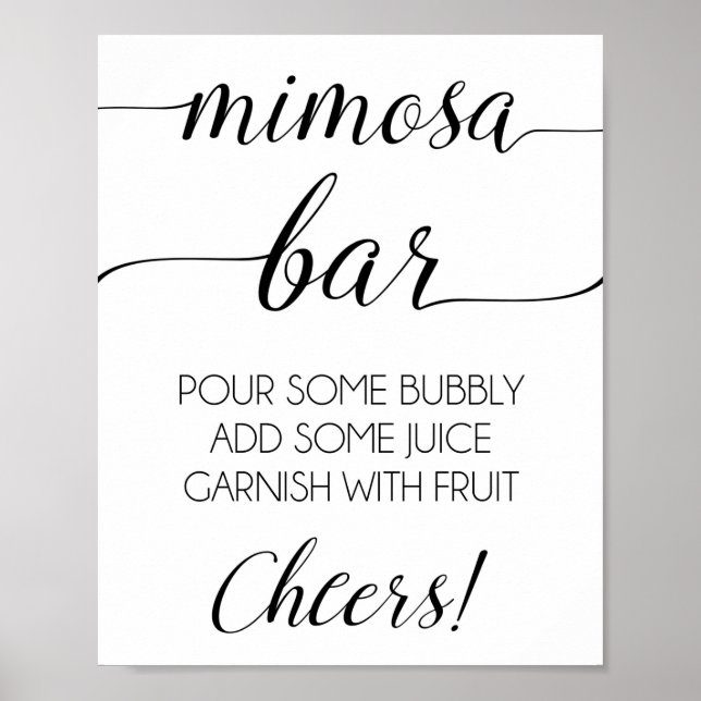 Mimosa Bar Utprint | Dusch eller fest Mimosa skylt (Framsidan)
