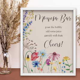 Mimosa Bar Wildflower Charm Country Bröllopsdusch Poster