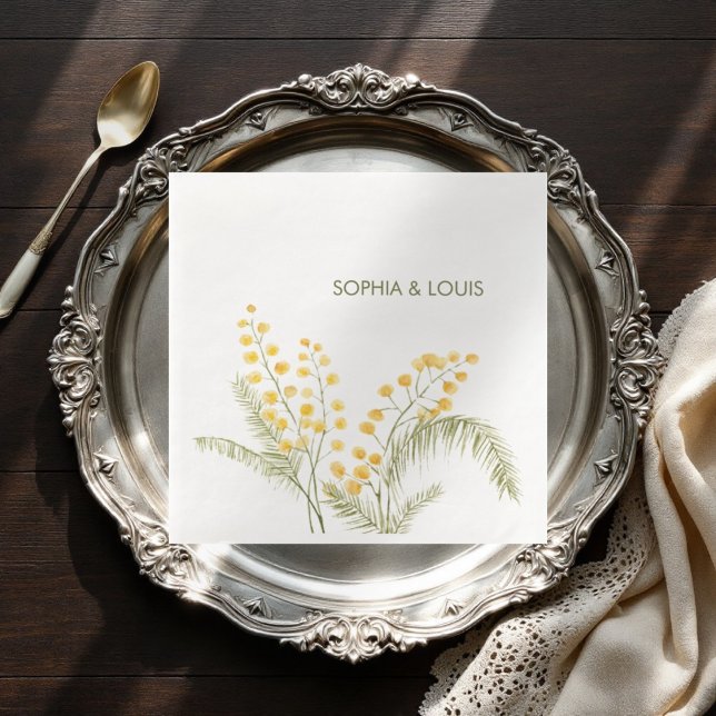 Mimosa-blommor romantiska bröllop-pappra blöjor pappersservett (Skapare uppladdad)