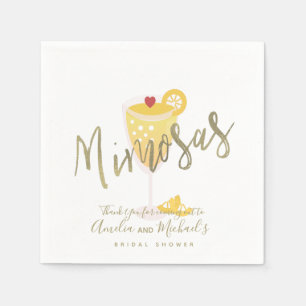 Mimosa Bröllopsdusch Tack Guld Gul Pappersservett