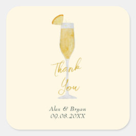 Mimosa Brunch Cocktail Glass Wedding Favor Fyrkantigt Klistermärke