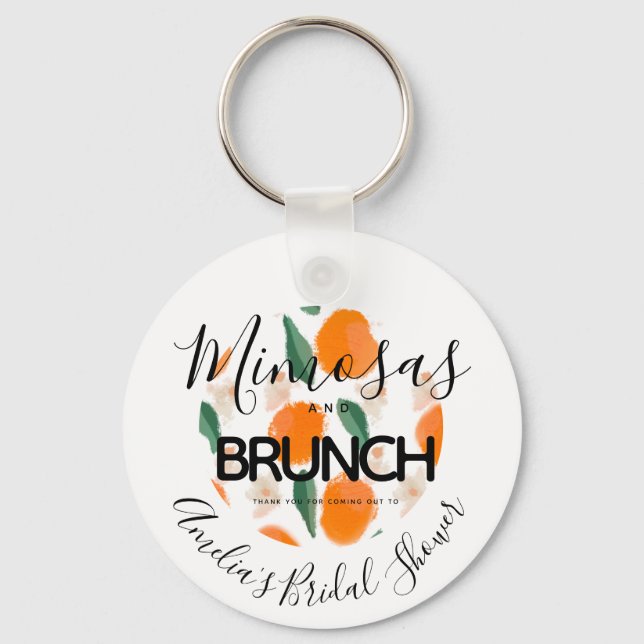 Mimosa Brunch Handritad Bröllopsdusch Förmån Nyckelring (Framsida)