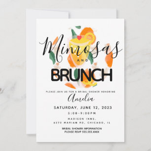 Mimosa Brunch Handritad Bröllopsdusch-inbjudan Inbjudningar