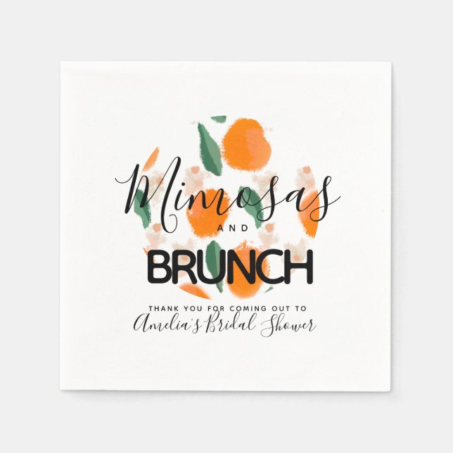 Mimosa Brunch Handritad  Bröllopsdusch    Pappersservett (Framsidan)