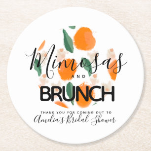 Mimosa Brunch Handritad Bröllopsdusch Underlägg Papper Rund