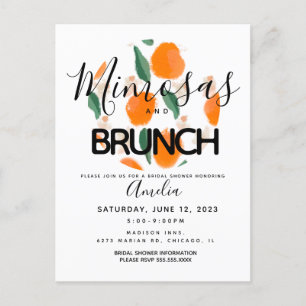 Mimosa Brunch Handritad Bröllopsdusch Vykort