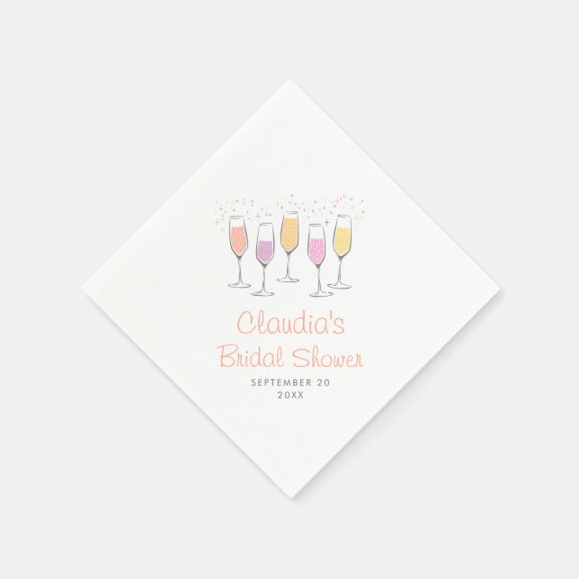 Mimosa Champagne Bellini Persika Bröllopsdusch Pappersservett (Hörn)