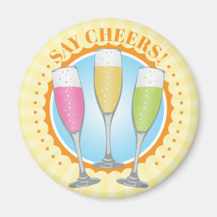 Mimosa Colorful Champagne Glass Magnet