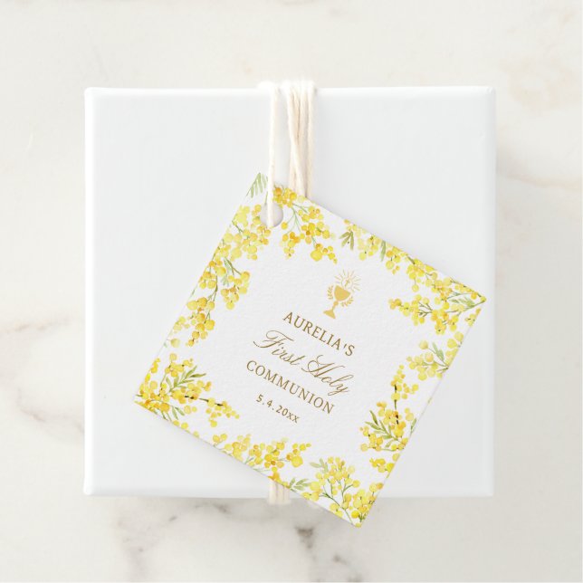 Mimosa First Communion Gåvor Etiketter (På plats)