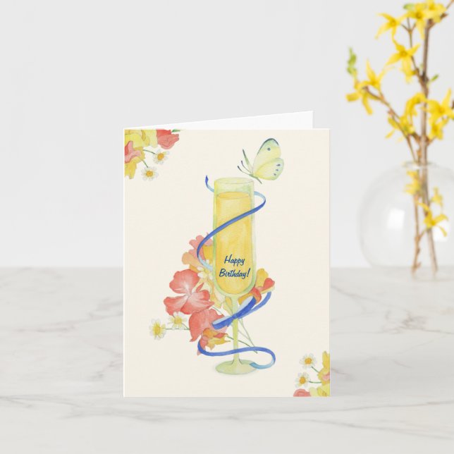 Mimosa_ Grattis på födelsedagen! Kort (Gul blomma)