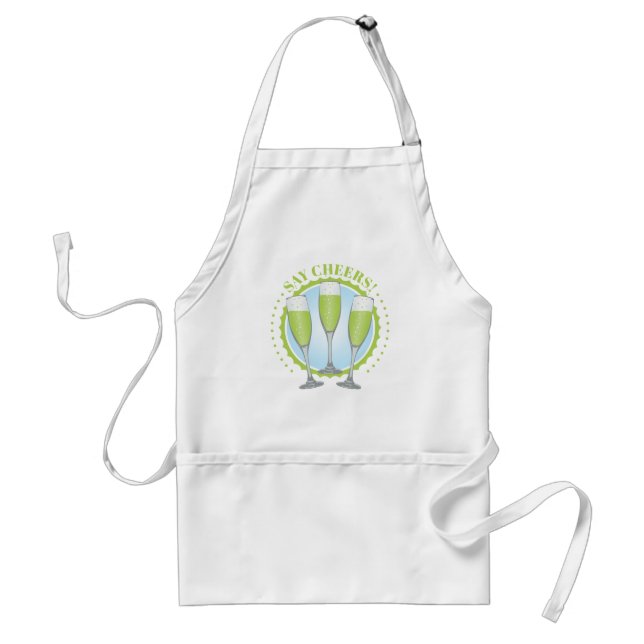 Mimosa Grönt Champagne Glass Vuxen Apron Förkläde (Framsidan)