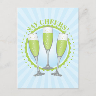 Mimosa Grönt Champagne Glass vykort