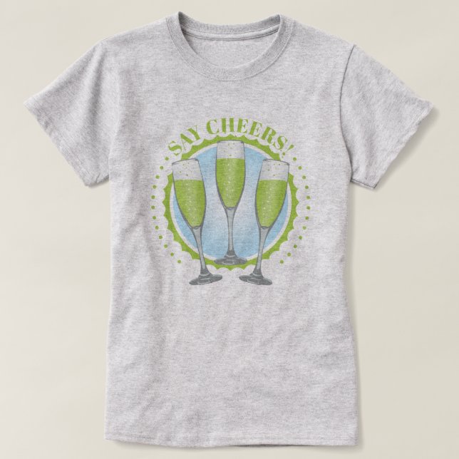 Mimosa Grönt Champagne Glasses T-Shirt (Design framsida)