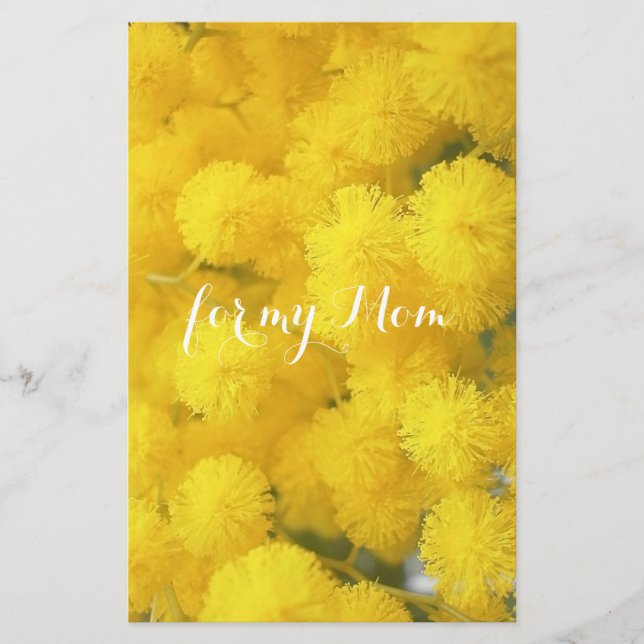 Mimosa. Gul vår blommor Brevpapper (Framsida)