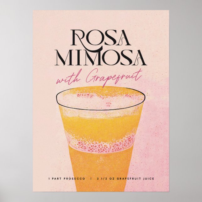 Mimosa Homebar: En Rosa Retro Cocktail Poster (Framsidan)