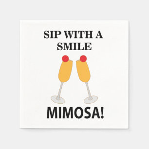Mimosa klunk med ett leende Mimosa-fest Pappersservett