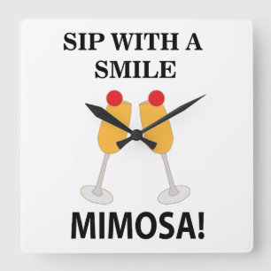 Mimosa klunk med ett leende Mimosa Fyrkantig Klocka