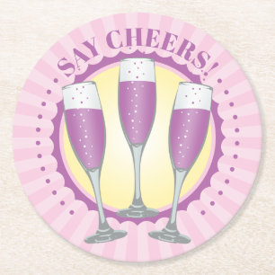 Mimosa Lila Champagne Glass Papper Underlägg Rund
