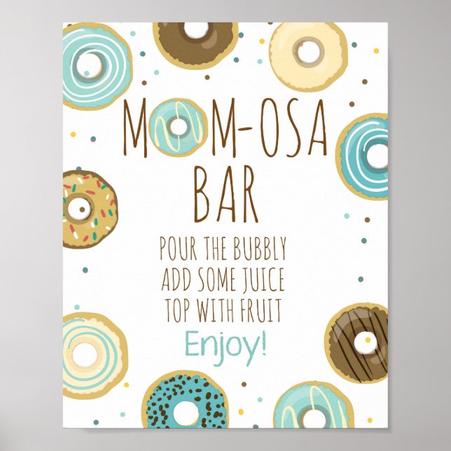 Mimosa Mamma-osa Pub Donut Baby Shower Bord Sign Poster (Framsidan)