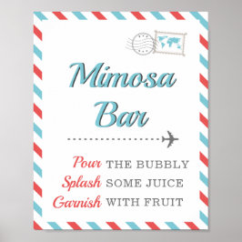 Mimosa Mom-osa Bar Dryck Resa Flygplan Party Poster
