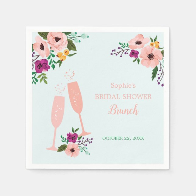 Mimosa och Flowers Brunch och Bubly Möhippa Pappersservett (Framsidan)