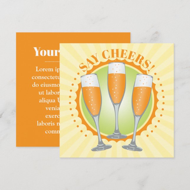 Mimosa Orange Champagne Glas Inbjudan Kort (Fram/baksida)