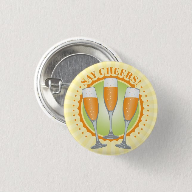 Mimosa Orange Champagne Glas Knapp (Framsida & baksida)