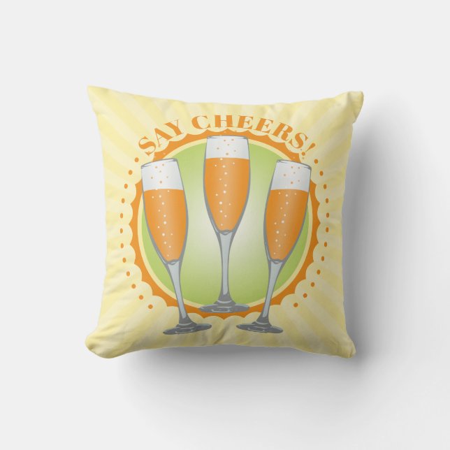Mimosa Orange Champagne Glass Kudde (Framsida)