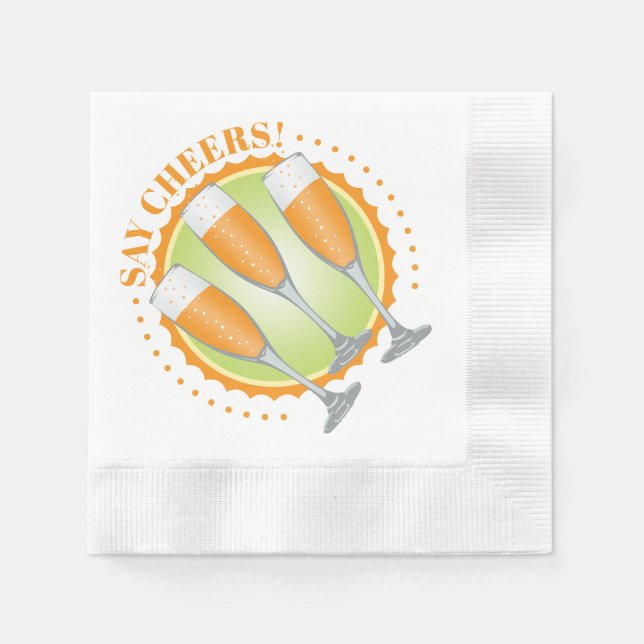 Mimosa Orange Champagne Glass Pappersservett (Framsidan)