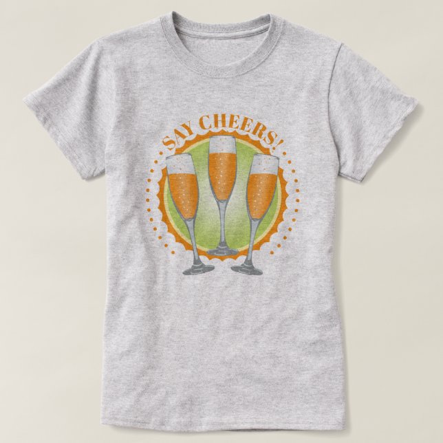 Mimosa Orange Champagne Glasses T-Shirt (Design framsida)