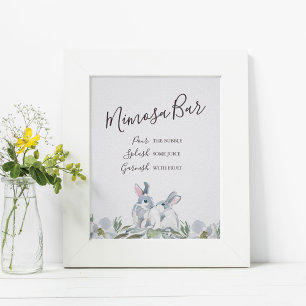 Mimosa Pub Blommigt Bunny Rabbit Party Poster