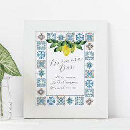 Mimosa Pub Blue & Gult Lemons Poster