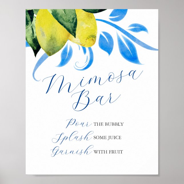 Mimosa Pub Blue & Gult Lemons Poster (Framsidan)